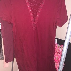 burgandy shirt dress